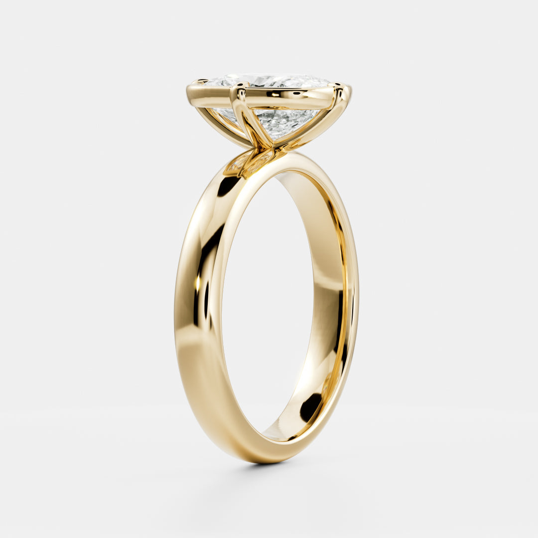 2.5 CT Elongated Cushion: Pronged Bezel Lab Grown Diamond Engagement Ring