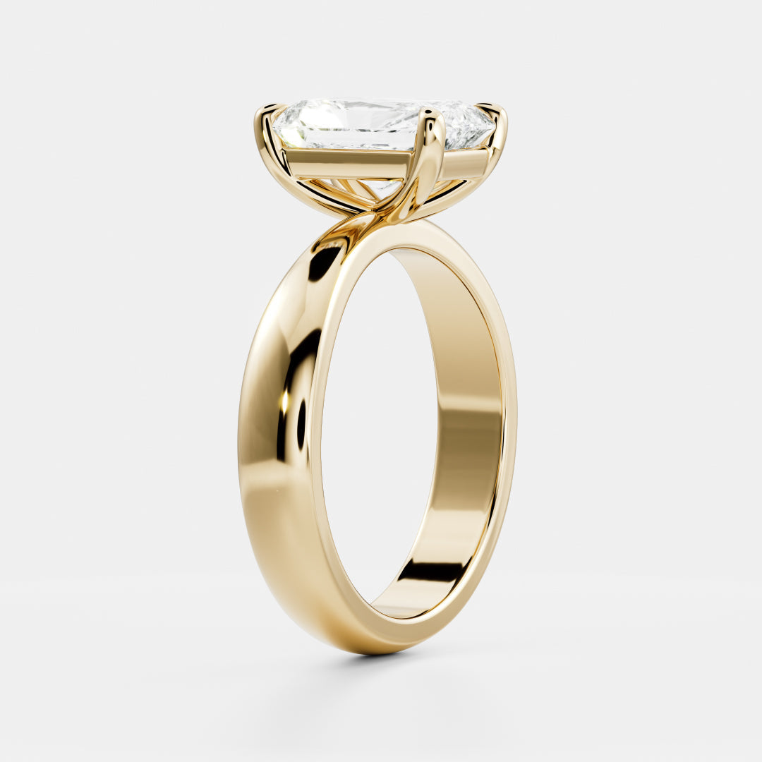 Radiant: Tapered Solitaire Lab Grown Diamond Engagement Ring