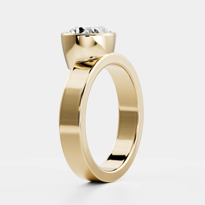 East-West Pear: Chunky Bezel Solitaire Lab Grown Diamond
