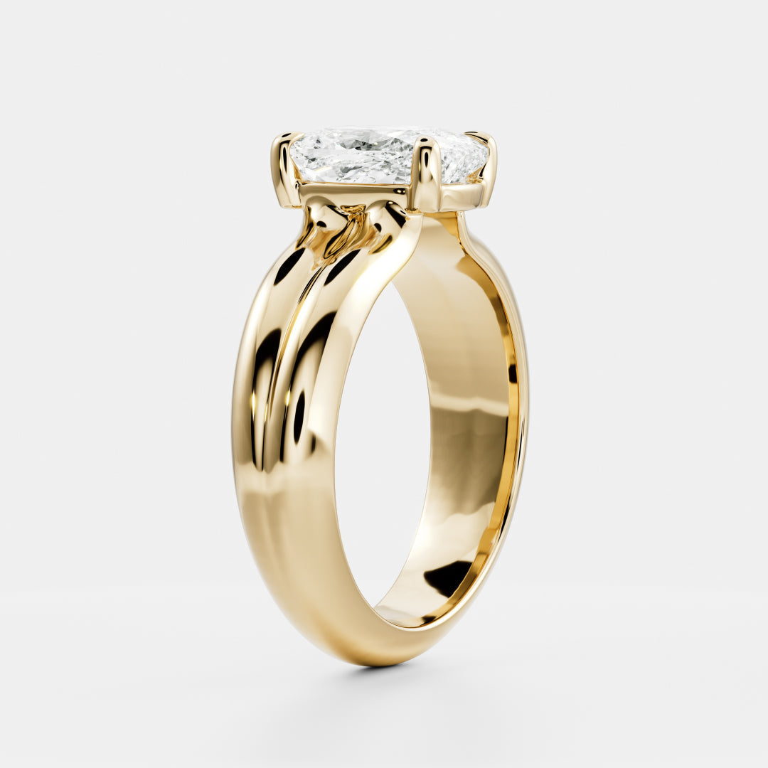 2 CT Elongated Cushion: Pronged Bezel Lab Grown Diamond Engagement Ring