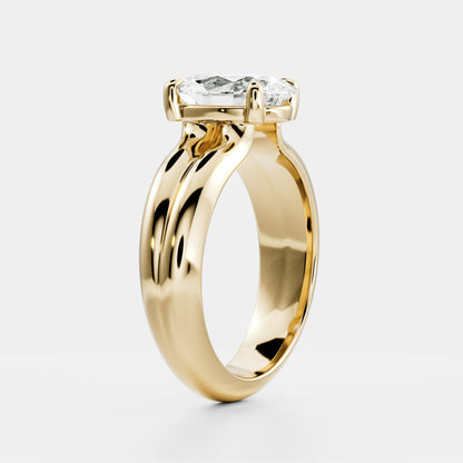 2 CT Oval: Pronged Bezel Lab Grown Diamond Engagement Ring
