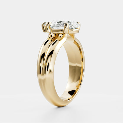 Pear: Double Band Solitaire Lab Grown Diamond