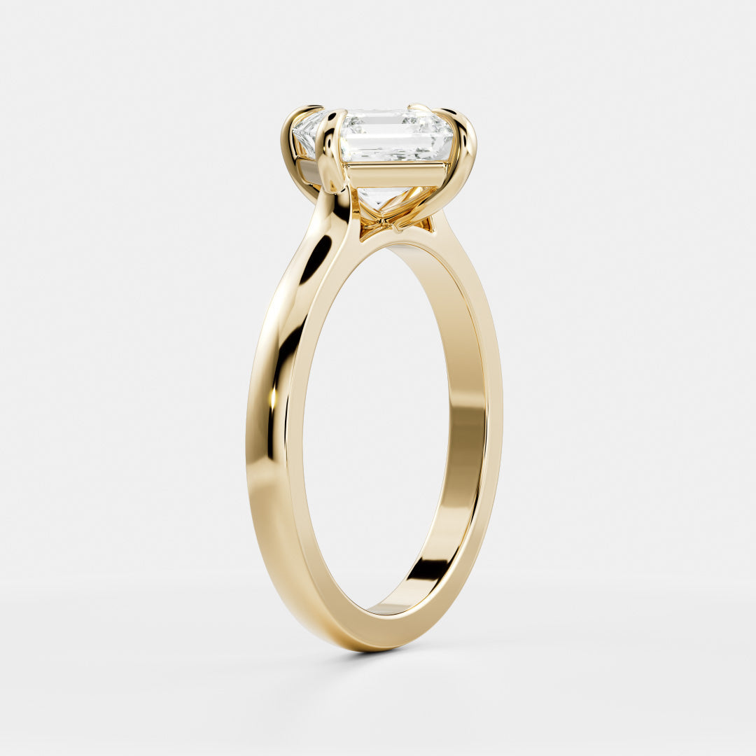 2 CT East-West Asscher: Cathedral Solitaire Lab Grown Diamond Engagement Ring