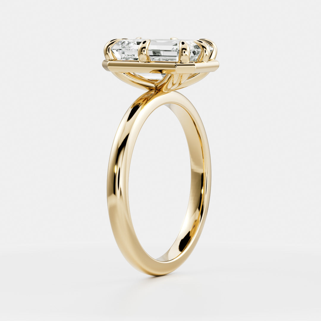 2.5 CT Emerald: Pronged Bezel Lab Grown Diamond