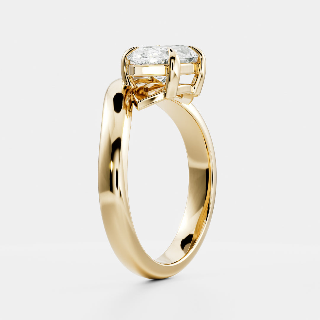 1.5 CT Marquise: Wavy Solitaire Lab Grown Diamond Engagement Ring