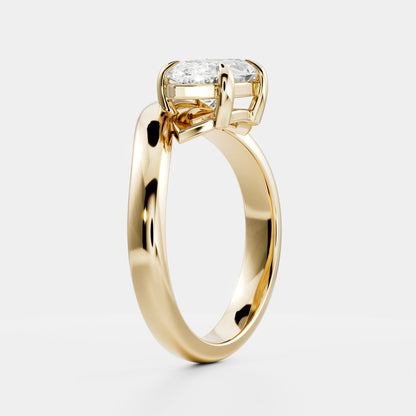 1.5 CT Marquise: Wavy Solitaire Lab Grown Diamond Engagement Ring