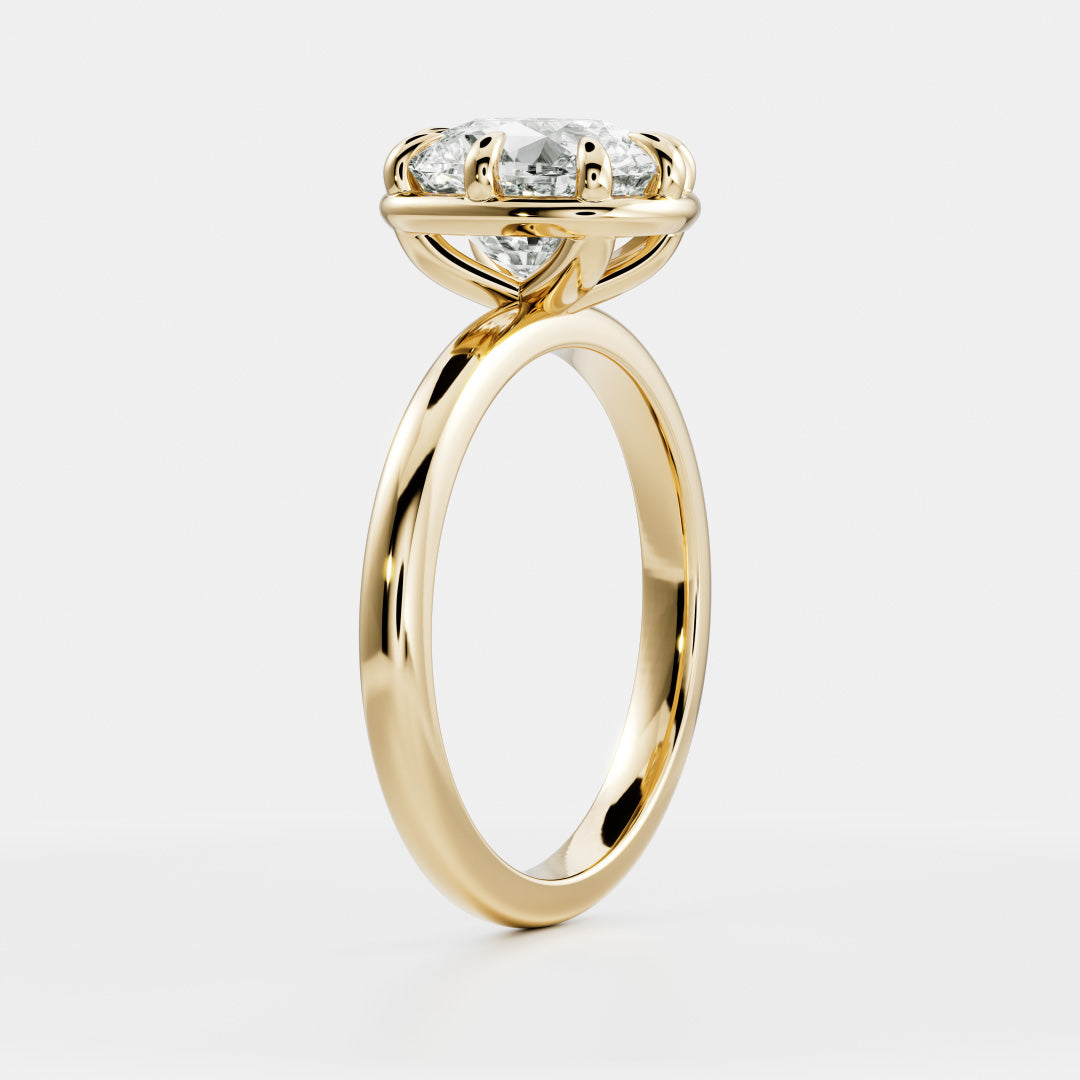 2.5 CT Old Min Cushion: Pronged Bezel Lab Grown Diamond Engagement Ring