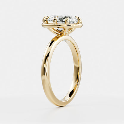 2.5 CT Oval: Pronged Bezel Lab Grown Diamond Engagement Ring