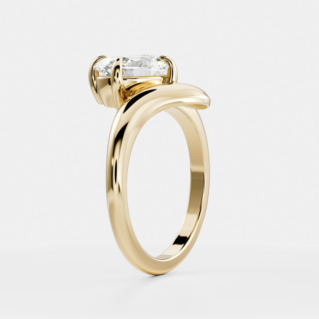 2 CT Oval: Solitaire Twisted Band Lab Grown Diamond Engagement Ring