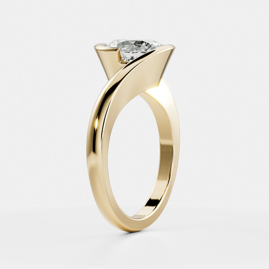 2 CT Oval: Solitaire Swirl Lab Grown Diamond