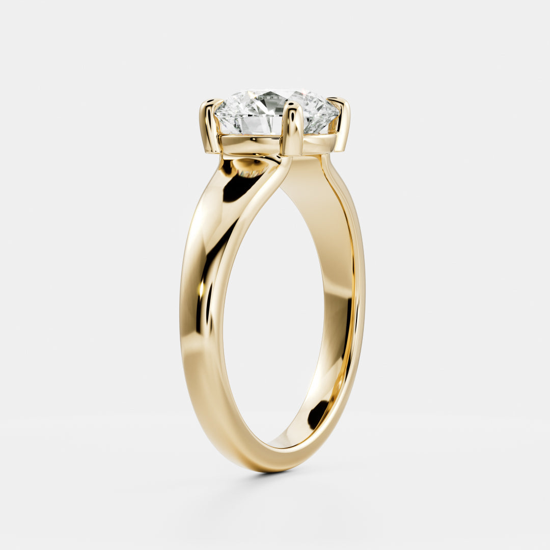 1.5 CT Round : Chunky Solitaire Lab Grown Diamond Engagement Ring