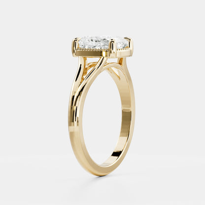 Elongated Cushion: Split Shank Milgrain Lab Grown Diamond