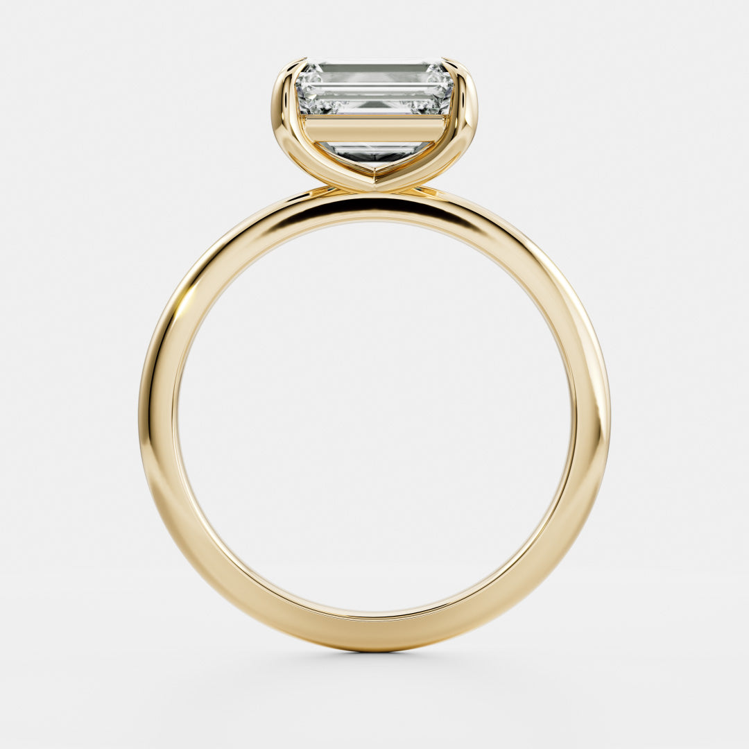 1.5 CT East West Emerald: Solitaire Lab Grown Diamond Engagement Ring