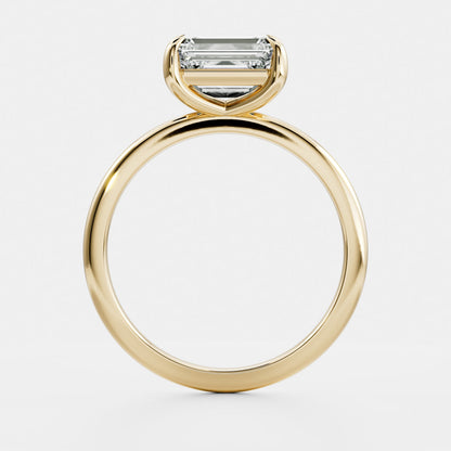 1.5 CT East West Emerald: Solitaire Lab Grown Diamond Engagement Ring