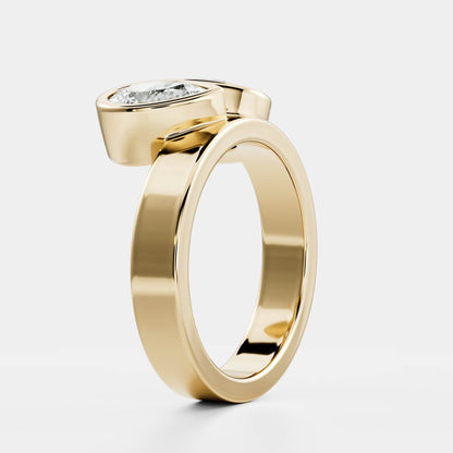 3 CT Oval & Pear: Chunky Toi Et Moi Bezel Lab Grown Diamond Engagement Ring