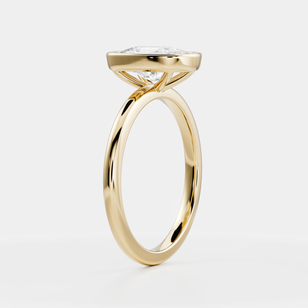 1.5 CT Elongated Cushion: Bezel Lab Grown Diamond Engagement Ring