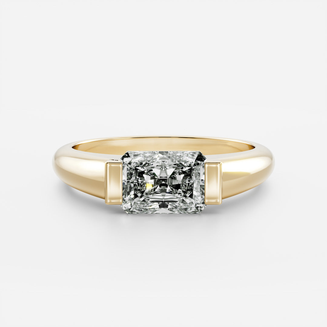 1.5 CT Radiant: Half Bezel Signet Lab Grown Diamond