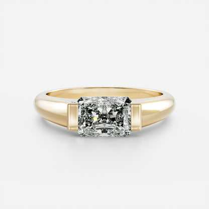 1.5 CT Radiant: Half Bezel Signet Lab Grown Diamond