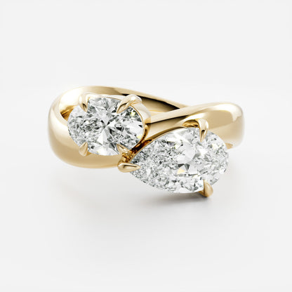 3 CT Oval & Pear: Toi Et Moi Curved Lab Grown Diamond