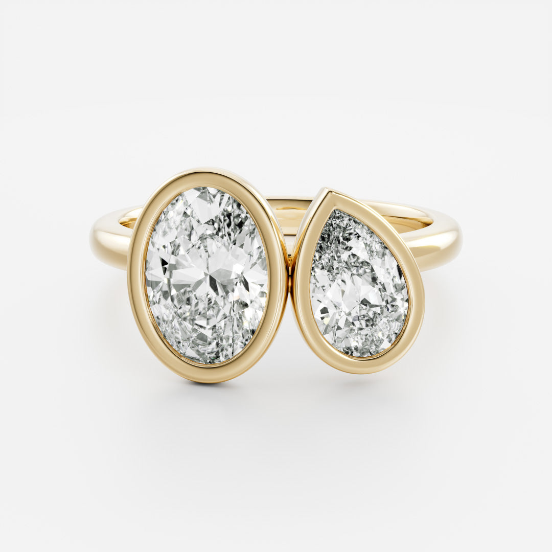 3 CT Pear & Oval: Bezel Toi Et Moi Lab Grown Diamond