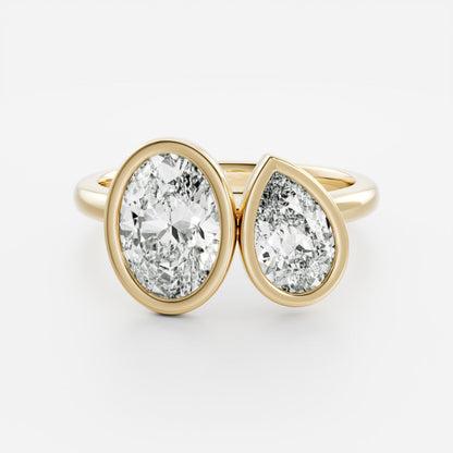 3 CT Pear & Oval: Bezel Toi Et Moi Lab Grown Diamond