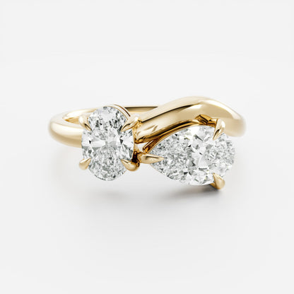 2 CT Oval & Pear: Curved Toi Et Moi Lab Grown Diamond