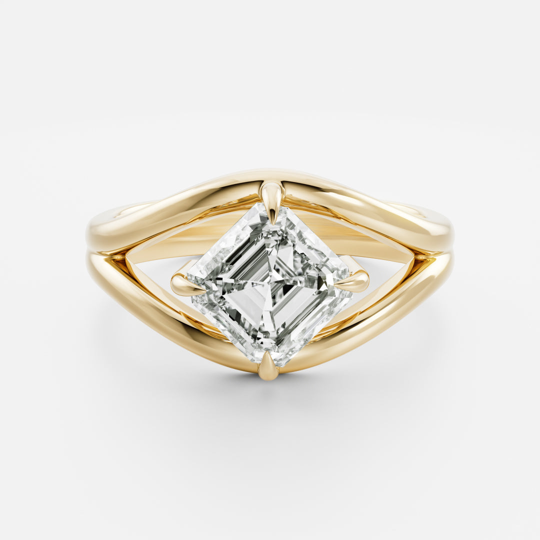 East-West Asscher: Split Shank Lab Grown Diamond