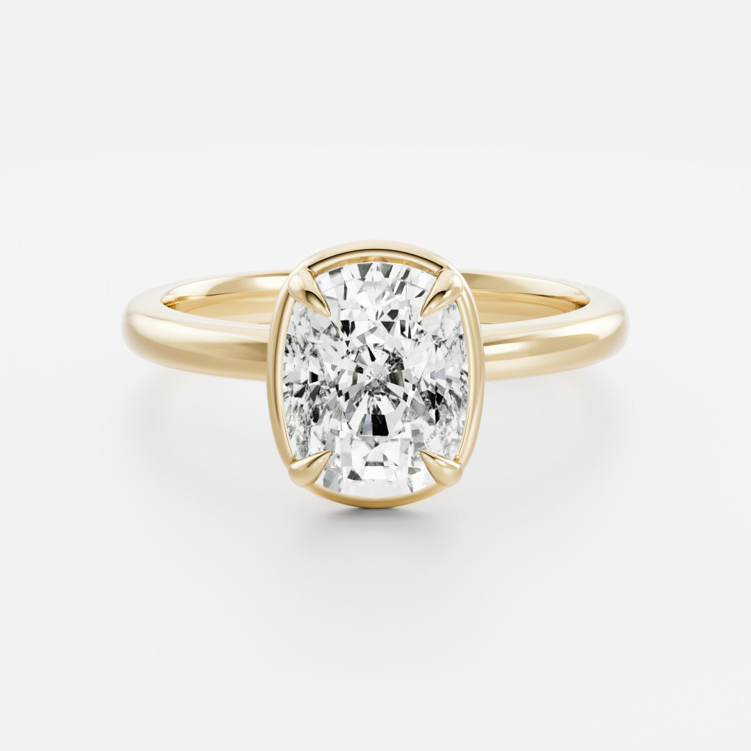 2.5 CT Old Min Cushion: Pronged Bezel Lab Grown Diamond Engagement Ring