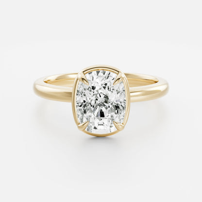 2.5 CT Old Min Cushion: Pronged Bezel Lab Grown Diamond Engagement Ring