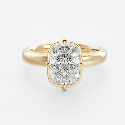 2.5 CT Elongated Cushion: Pronged Bezel Lab Grown Diamond Engagement Ring