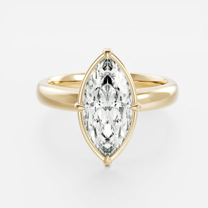 2.5 CT Marquise: Pronged Bezel Lab Grown Diamond Engagement Ring