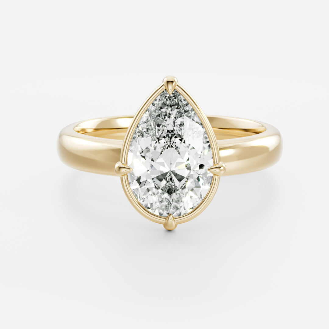 2 CT Pear: Pronged Bezel Lab Grown Diamond Engagement Ring