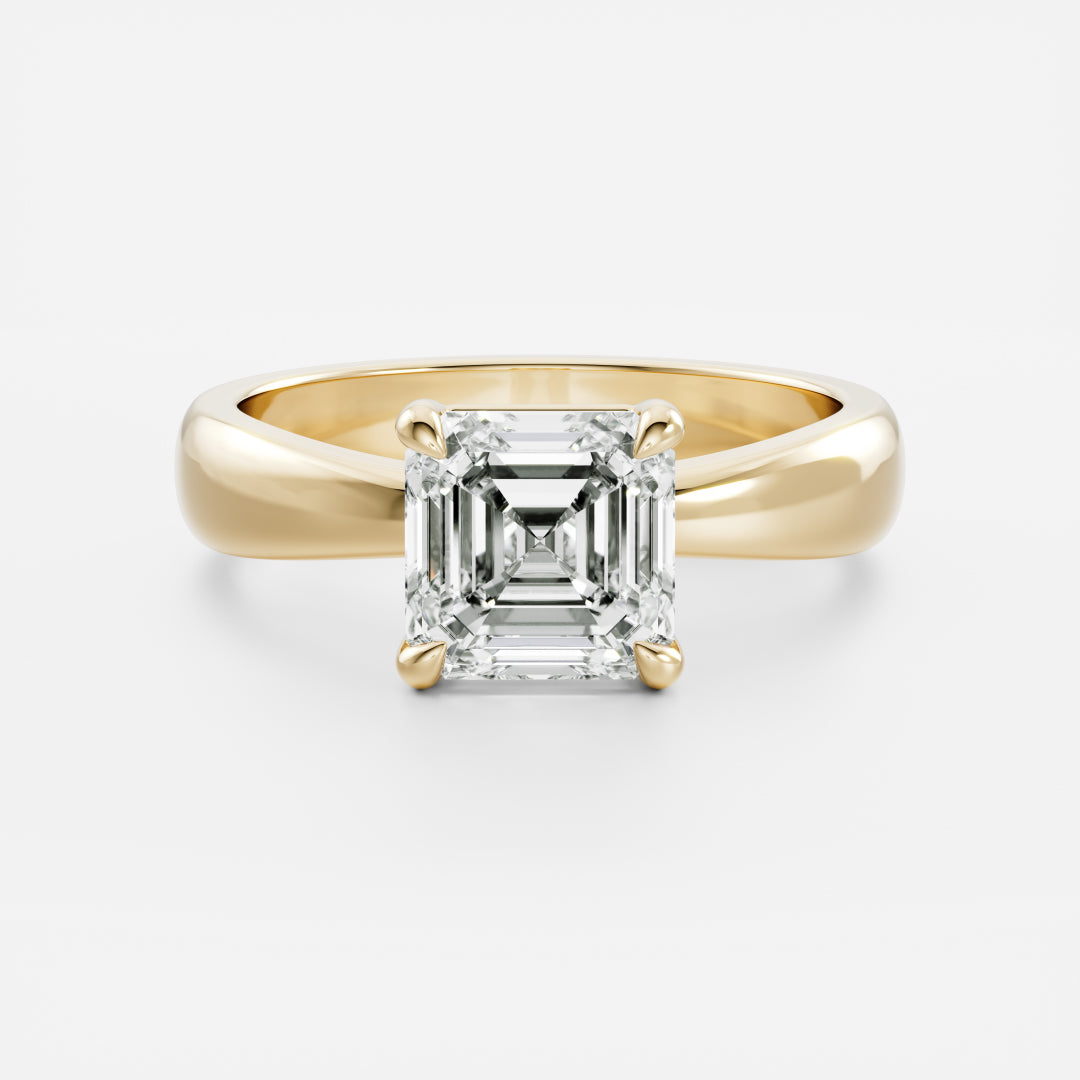 1 CT Asscher: Solitaire Lab Grown Diamond Engagement Ring