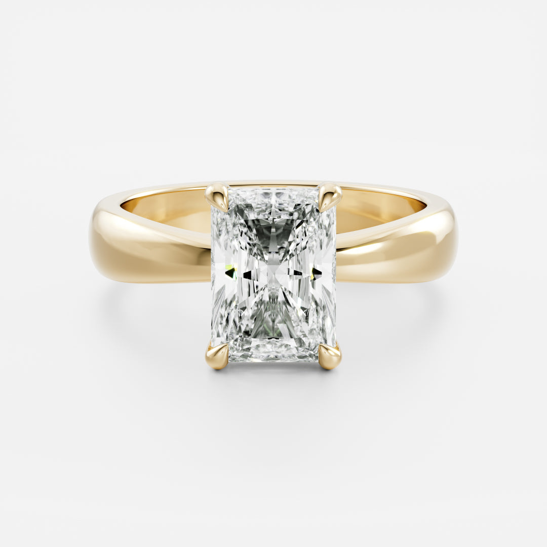 Radiant: Tapered Solitaire Lab Grown Diamond Engagement Ring