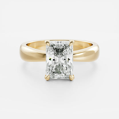 Radiant: Tapered Solitaire Lab Grown Diamond Engagement Ring