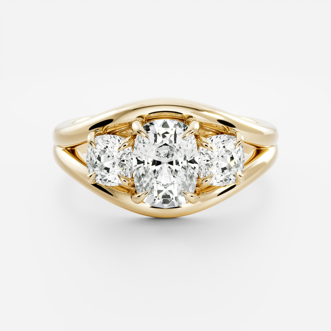 2.5 CT Elongated Cushion Split Shank Lab Grown Diamond Engagement Ring