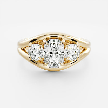 2.5 CT Elongated Cushion Split Shank Lab Grown Diamond Engagement Ring