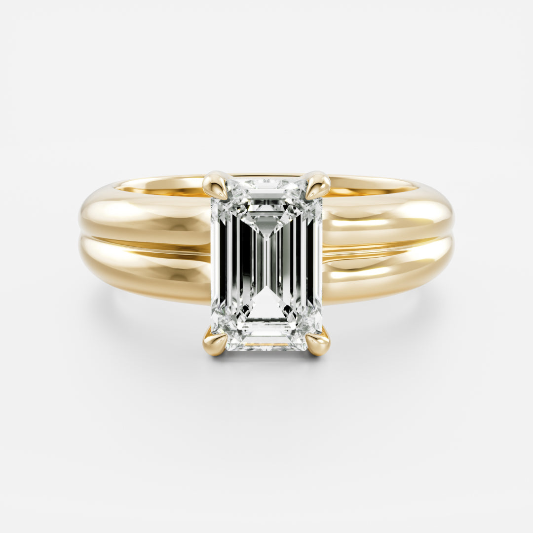 2 CT Emerald: Chunky Solitaire Lab Grown Diamond Engagement Ring
