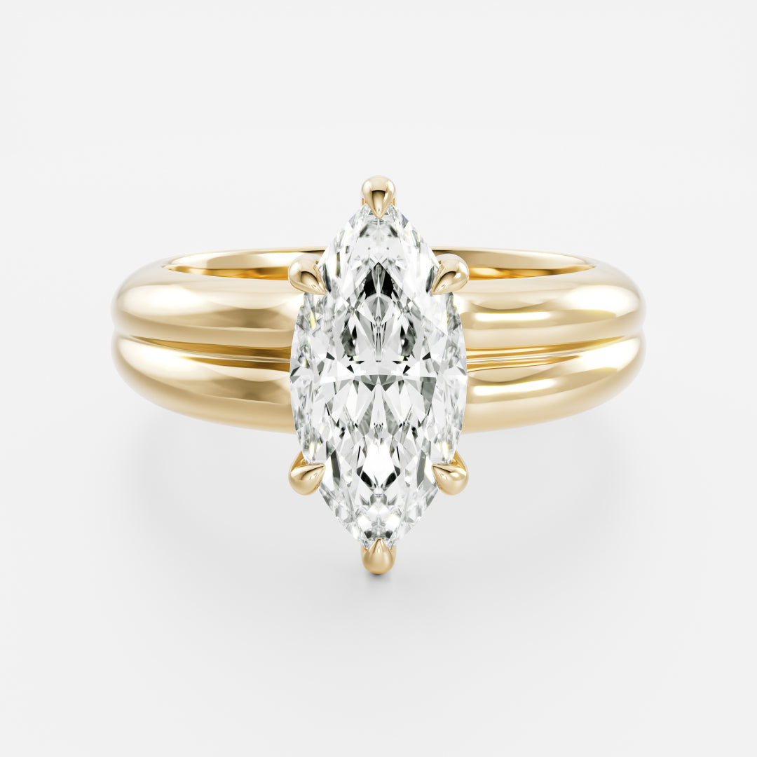 Marquise: Double Band Solitaire Lab Grown Diamond