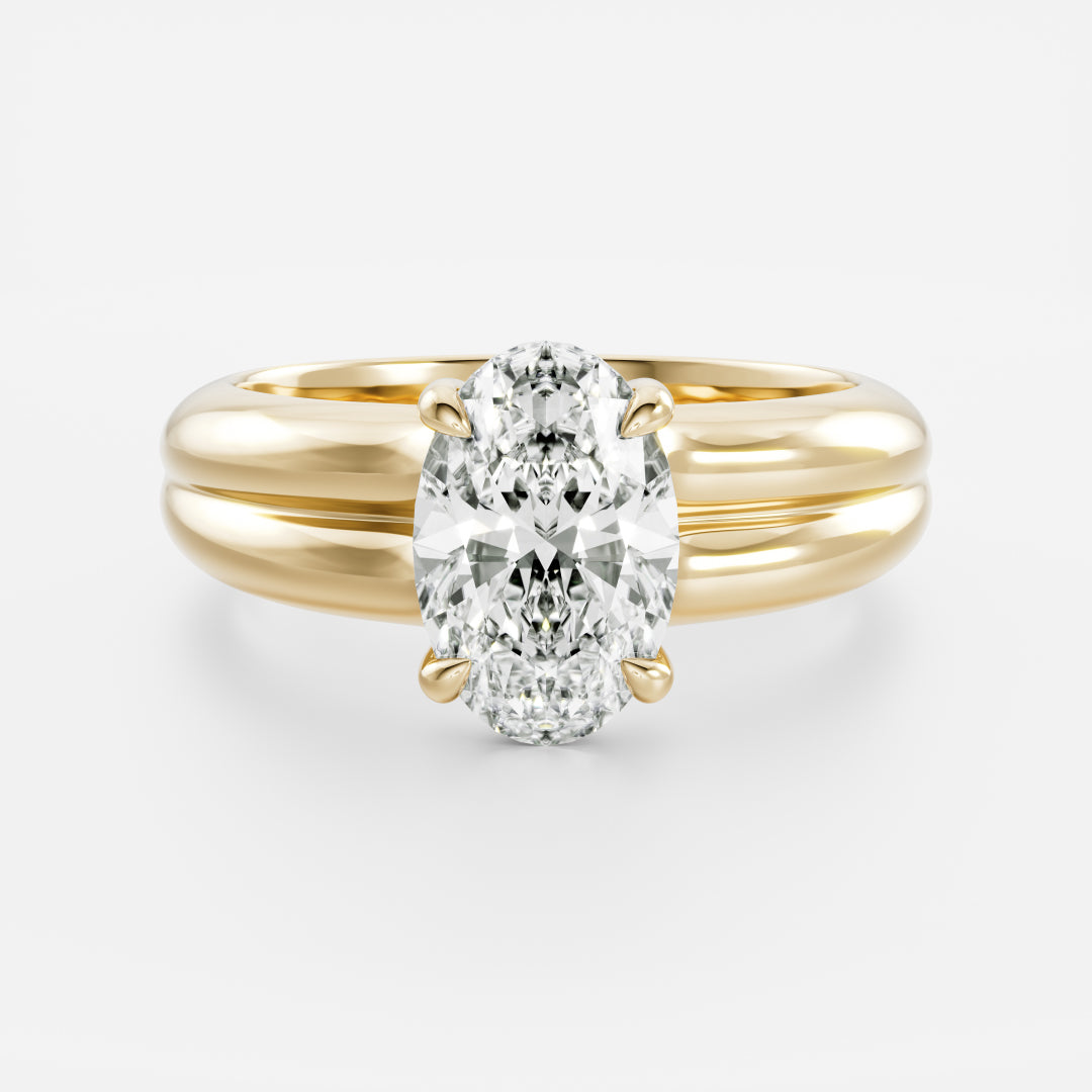 2 CT Oval: Pronged Bezel Lab Grown Diamond Engagement Ring