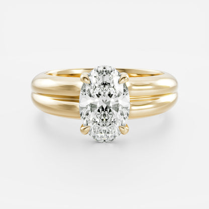 2 CT Oval: Pronged Bezel Lab Grown Diamond Engagement Ring