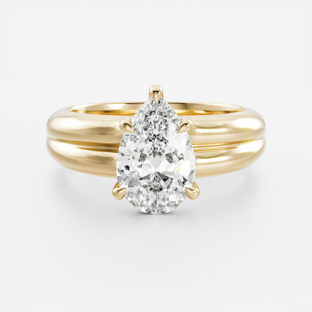 Pear: Double Band Solitaire Lab Grown Diamond