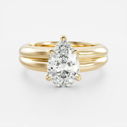Pear: Double Band Solitaire Lab Grown Diamond