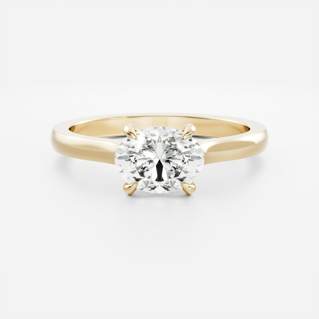 East-West Oval: Cathedral Solitaire Lab Grown Diamond