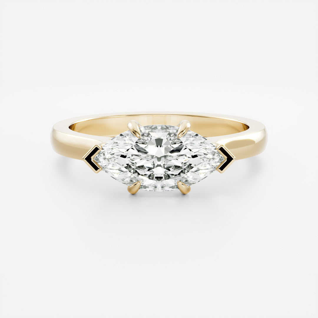 East-West Marquise: Cathedral Solitaire Lab Grown Diamond