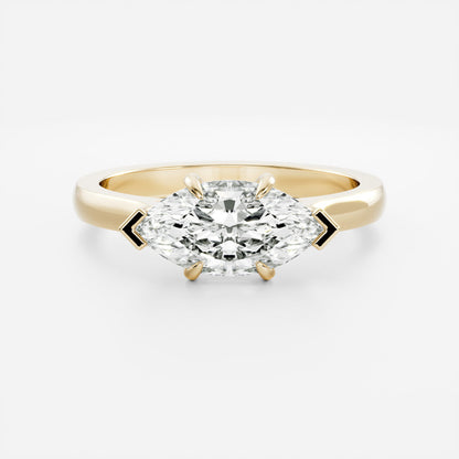 East-West Marquise: Cathedral Solitaire Lab Grown Diamond
