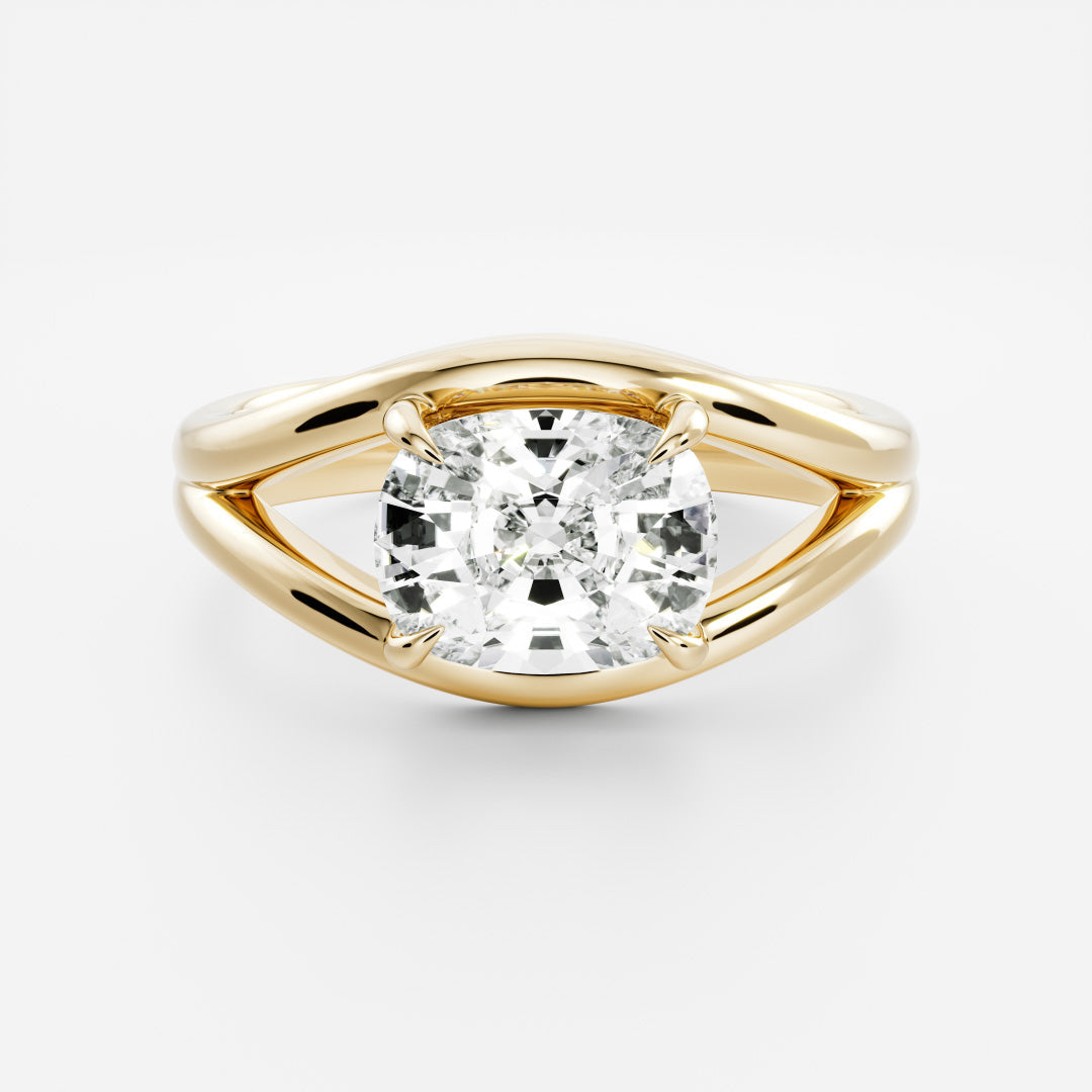 East-West Elongated Cushion: Split Shank Lab Grown Diamond