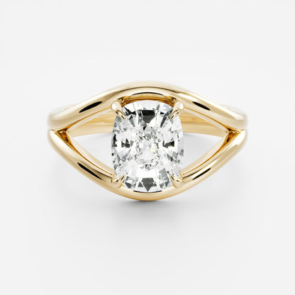 2 CT Elongated Cushion: Split Shank Lab Grown Diamond