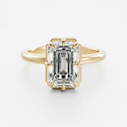 2.5 CT Emerald: Pronged Bezel Lab Grown Diamond