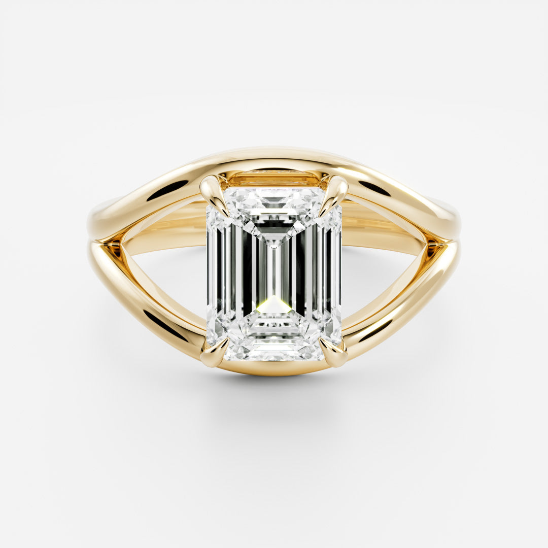 2 CT Emerald: Split Shank Lab Grown Diamond